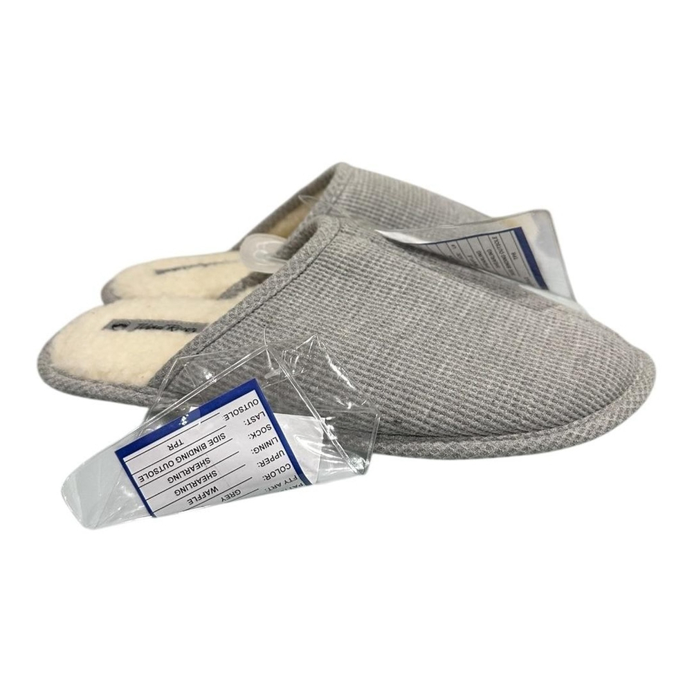 WindRiver Slippers Unisex Size 10 Gray Fabric Mule Faux Fur House Shoes Indoor